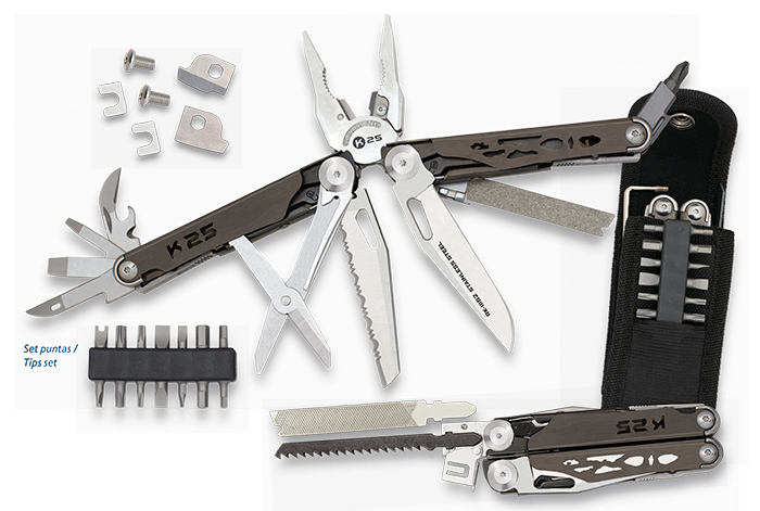 Alicate K25 com cabos de titânio. 14 pontas.