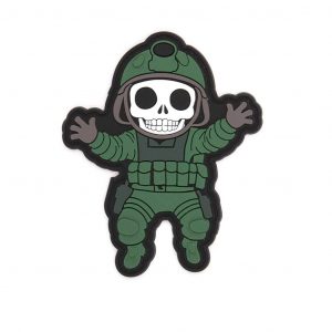 Patch imortal em PVC 3D com esqueleto militar verde