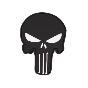 Patch imortal em PVC 3D do Justiceiro em preto e branco